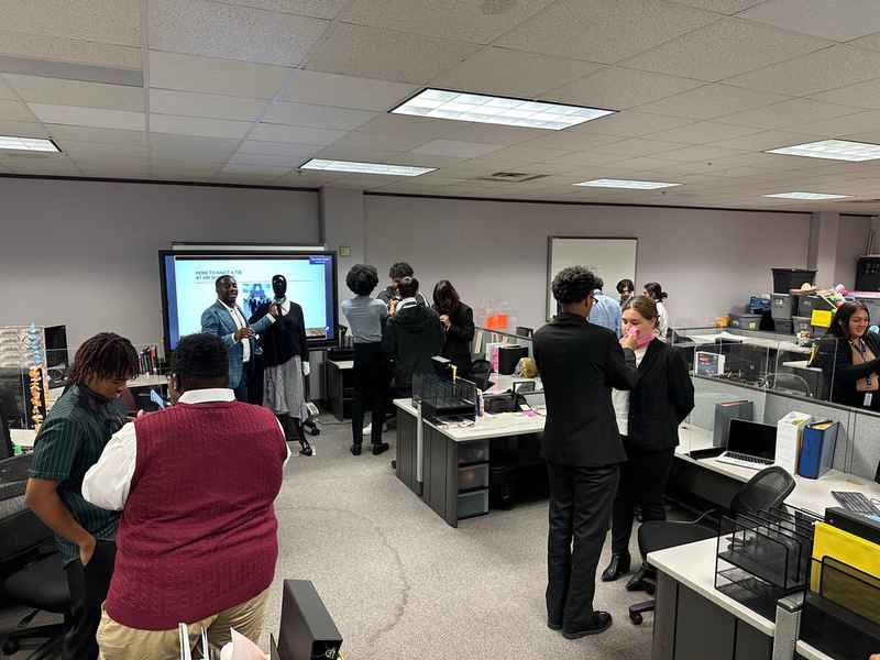 A gallery of students at the Dress for Success initiative gaining professional attire and career readiness skills at Townview High School, Dallas ISD. — photo 2