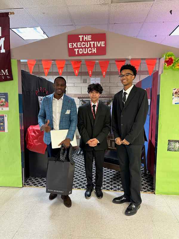 A gallery of students at the Dress for Success initiative gaining professional attire and career readiness skills at Townview High School, Dallas ISD. — photo 6